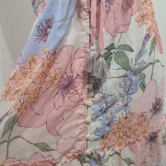 Lovestitch Andie Boho Romantic Feminine Tiered Floral Maxi Dress Large Ivory/Nat - Picture 11 of 17